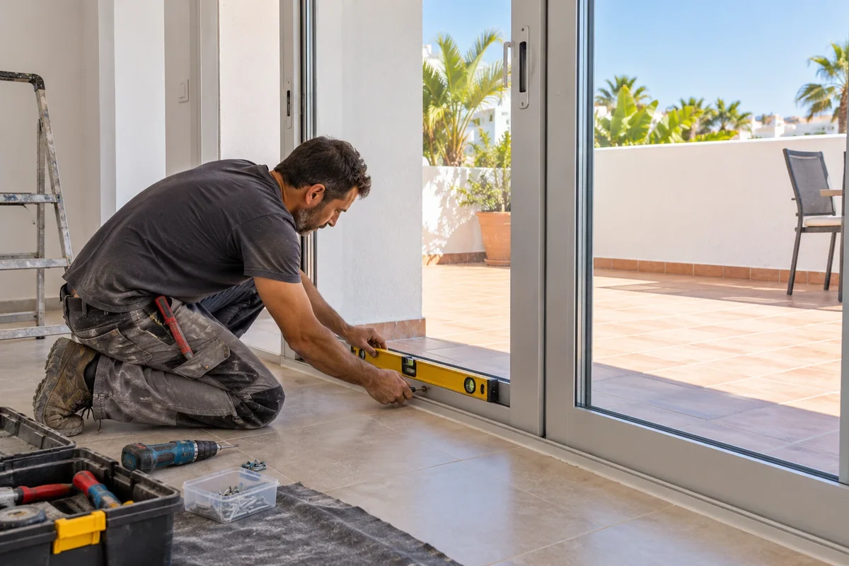 Aluminium terrace sliding-door installation